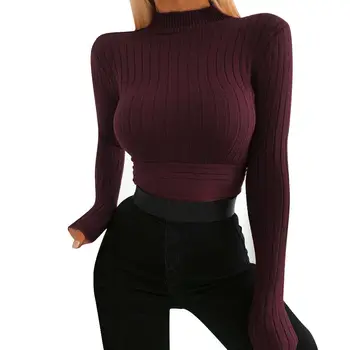 

Autumn Women Turtleneck Knit Sweater Bandage Waist Slim Long Sleeve Pullovers Sexy Slim Stretch Soft Solid Casual Knitwear Tops