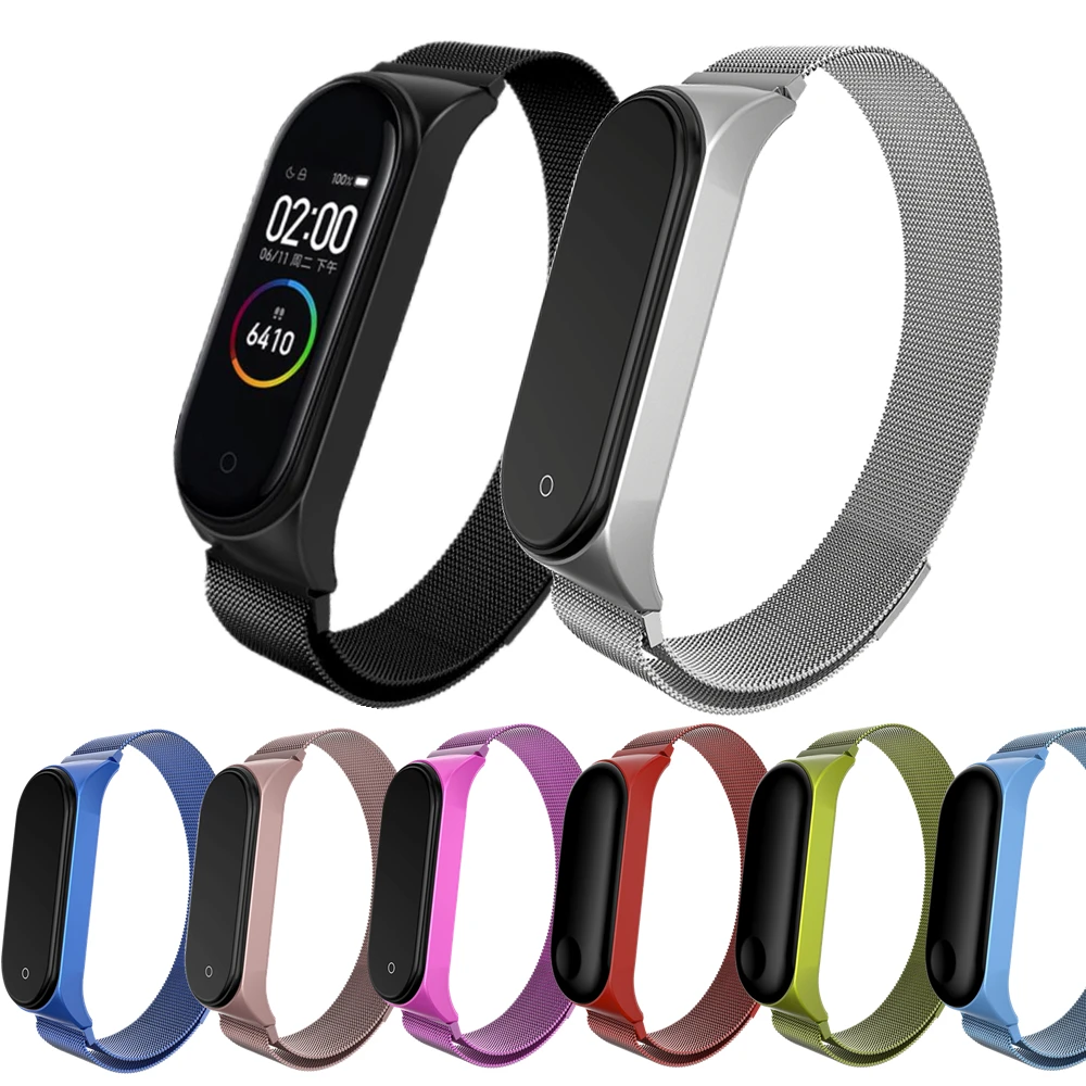 

Mi Band 3 4 Bracelet Magnetic Strap Wrist Metal Screwless Stainless Steel Miband 4 3 Wristbands Strap For Xiaomi Mi Band 4 3