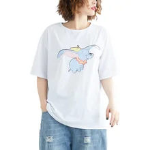 Платье большого размера; летняя хлопковая Футболка свободного кроя в стиле хипстер с рисунком из мультфильма; универсальные топы для студентов