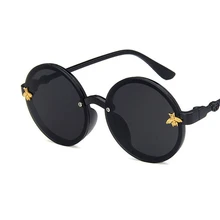 Милый маленький пчелы круглый детские солнцезащитные очки в стиле стимпанк, для маленьких мальчиков и девочек класса люкс Винтаж детские солнцезащитные очки Oculos Lentes Gafas De Sol UV400