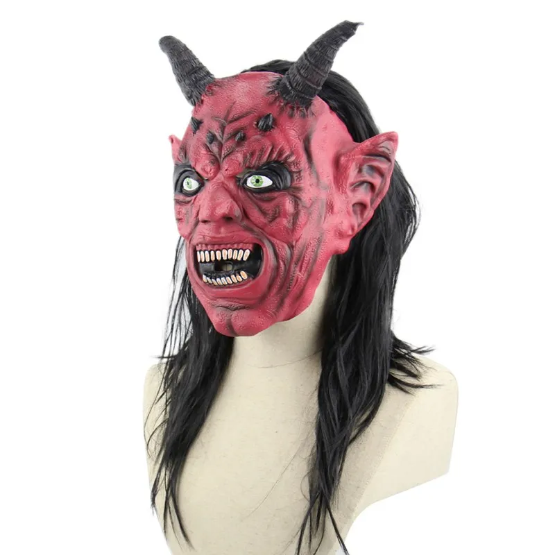 Halloween Bar Party Supplies Waterproof Environment-friendly Scary Latex Ox Horn Satan Devil Mask Natural Q7 | Дом и сад