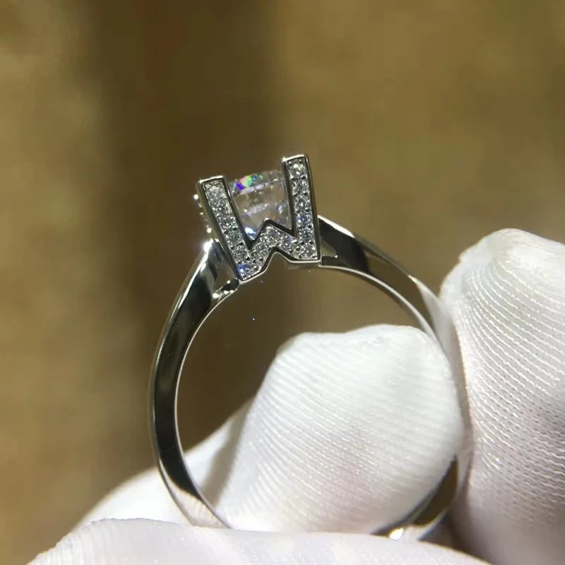 18K Moissanite кольцо DF цвет 1ct 2ct 3ct отличное ограненное из белого золота с бриллиантами кольца для женщин подарок на день рождения