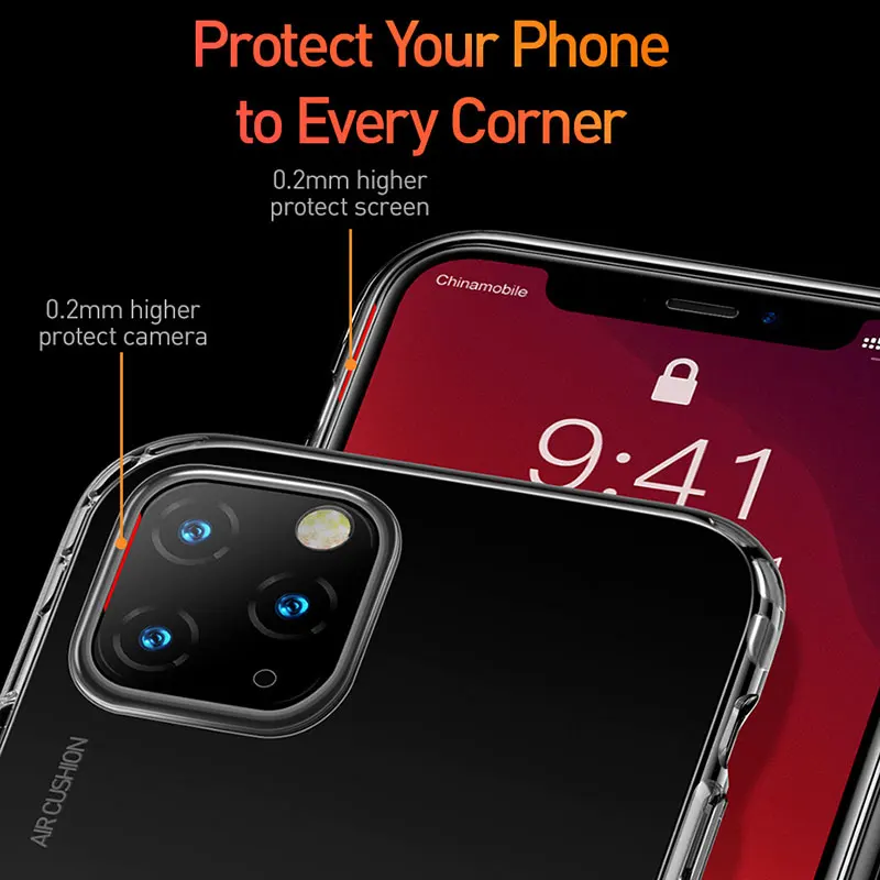 Противоударный чехол Baseus для iPhone 11 5,8 6,1 6,5 дюймов прозрачный чехол из ТПУ для iPhone 11 Pro 11 Pro Max Phone Capa Coque for чехол на айфон for iPhone 11 Case for чехол на айфон