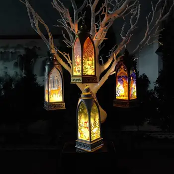 

GloryStar Christmas Clear Colorful LED Wind Lamp Santa Claus Snowman Hanging Lantern Decoration Night Light