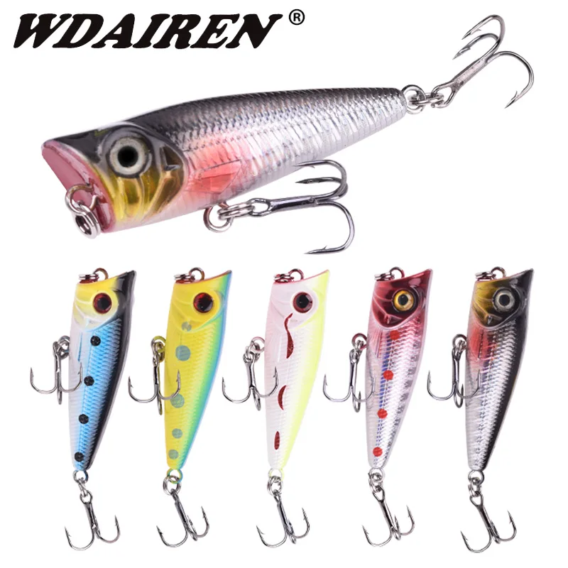 1pcs Popper Fishing Lure 5cm 4.5g Topwater Bait Hard ABS Plastic Wobbler Rattlin Pesca Crankbait