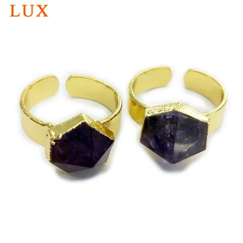 

LUX Raw Amethysts Point Ring natural druzy Amethysts Pointed Adjustable Ring February Birthstone pointed Healing Crystal Ring