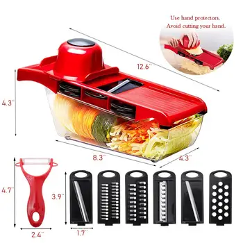 

Multi-purpose Vegetable Slicer Cutter Fruit Cutter, Professional 6 in 1 Mandoline Slicer Vegetable Chopper with Hand Protector