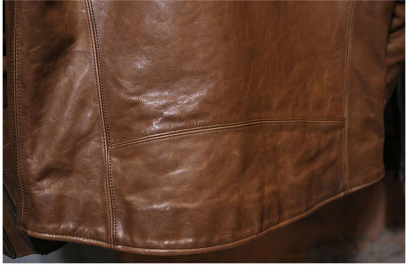 plus size genuine leather coats & jackets Free shipping.vintage brown horsehide jacket.classic biker leather coat.high quality mens slim leather clothing. genuine leather coats & jackets with hood