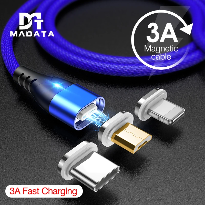 

Magnetic Micro USB Type C Cable For iPhone Lighting Cables 1M 2M 3A Fast Charging Wire Type-C Magnet Charger Phone Cable