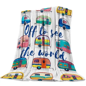 

Portable Soft Blanket Cartoon Trolley Animation Throw Blanket Warm Sofa Bed Sheets Christmas Decorations For Home Blankets