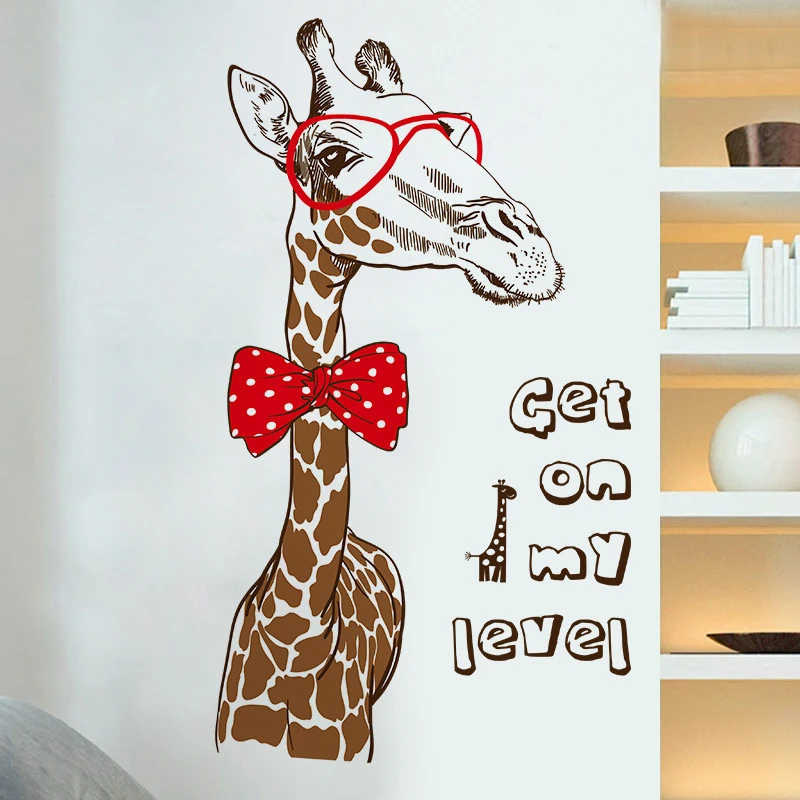 Большой мультфильм Животные стикер на стену жираф-олень украшения дерева дети спальня гостиная домашние детские Декорации Наклейки виниловые пленки