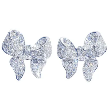 

Cute Bowknot Stud Earrings for Women Elegant Crystal Female Aesthetic Earrings Creative Ladies Jewelry Gifts