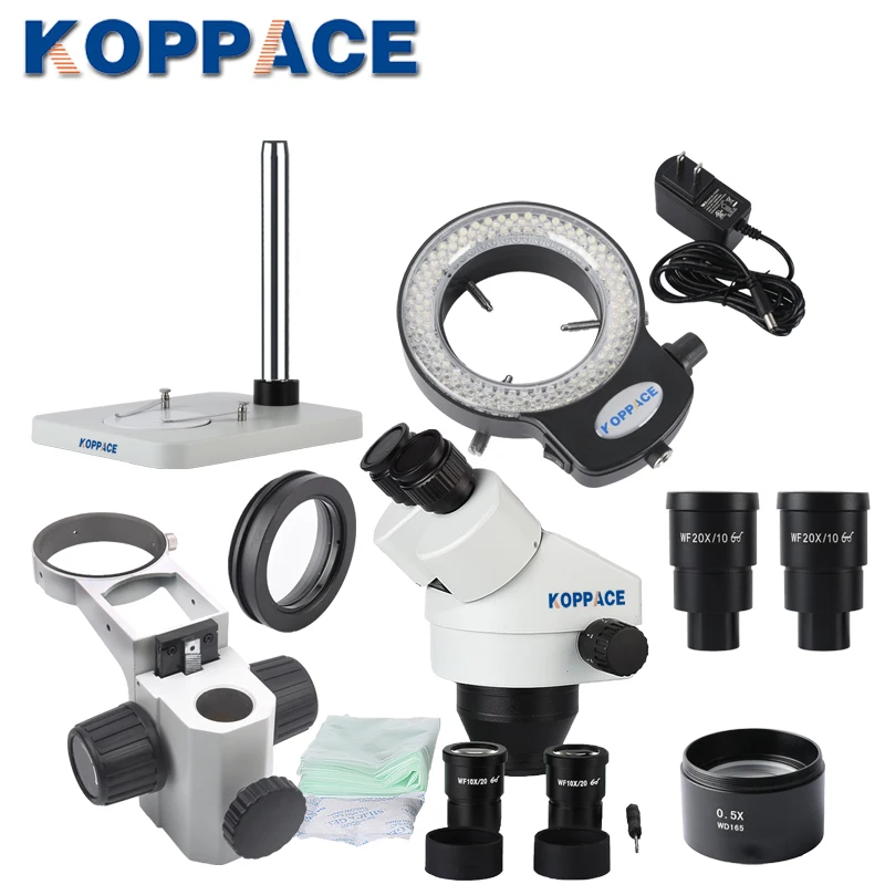 KOPPACE 3.5X 90X бинокулярный стерео микроскоп 144 светодиодный кольцевой светильник