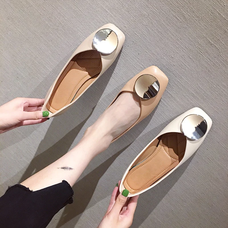 

New Fashion Women Flats Casual Woman Single Shoes Soft Comfortable Women Boat Shoes Square toe Female Footwear YX1673