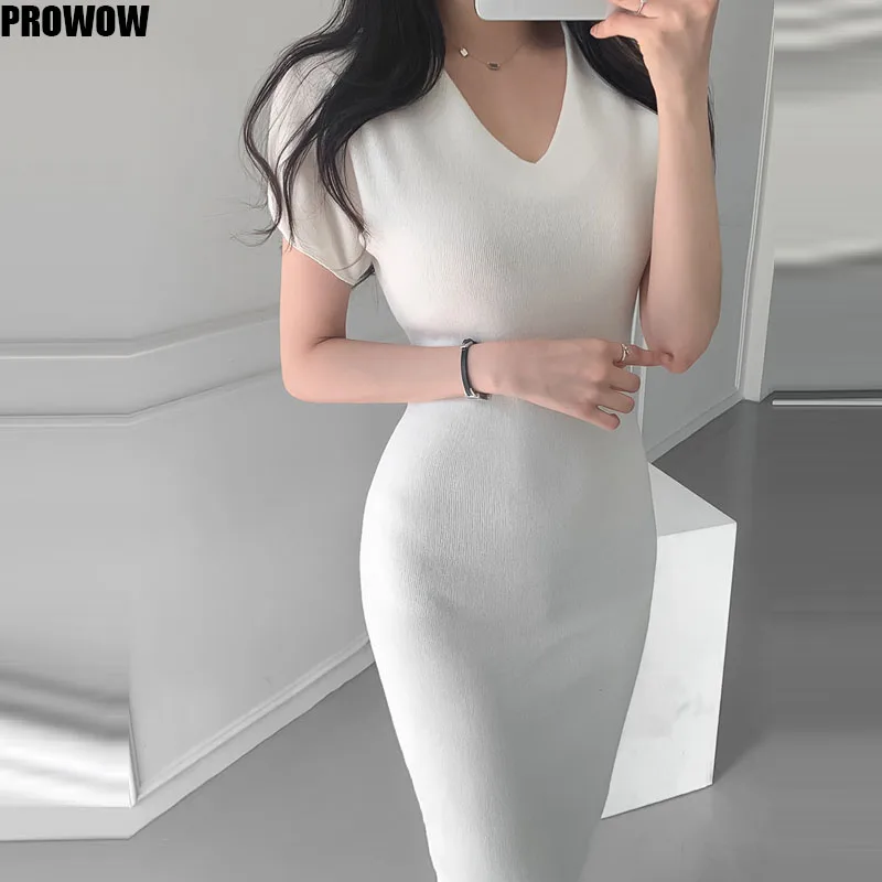 2020 Summer Office Elegance Sexy V-Neck White Dress Woman Vintage Beach Boho Party Bodycon Dresses