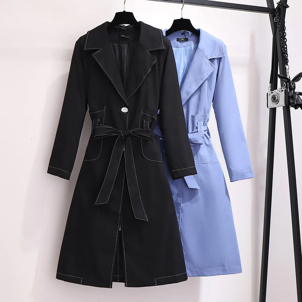 

300 Ultra-Large Size Dress Fat Mm2019 Early Autumn New Style Fold-down Collar Waist Hugging Belly Covering Slimming WOMEN'S Dust