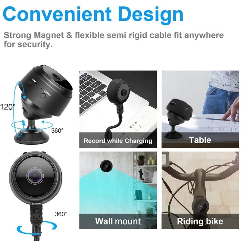 Wifi Mini Camera Wide-angle With Night Vision Wired Home Monitoring For Child Pet Mobile Web Camera For IOS/Android 1080P HD USB