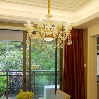 

European-style minimalist crystal chandelier living room LED candle lamp luxury lobby chandelier
