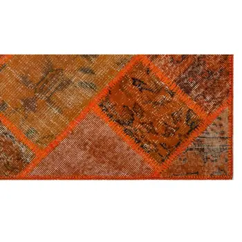 

Handmade Orange Vintage Overdyed Patchwork Area Rug 080x150 Cm-2'7''X4'11''