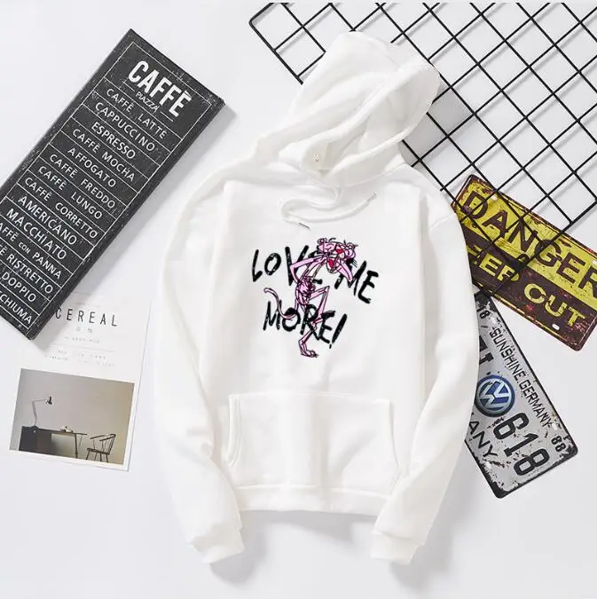 women hoodies Winter Fleece Hooded long sleeve hoody Pink Panther Sweatshirts Harajuku cute Clothing  oversized hoodie clothes