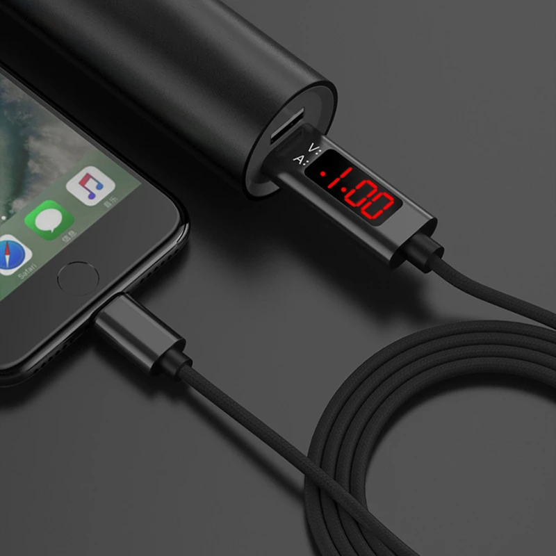 3A(Max) Voltage and Current Display Nylon Braided Micro USBType-C8 pin Fast Charing Cable For iPhone SAMSUNG HUAWEI HTC XIAOMI (6)