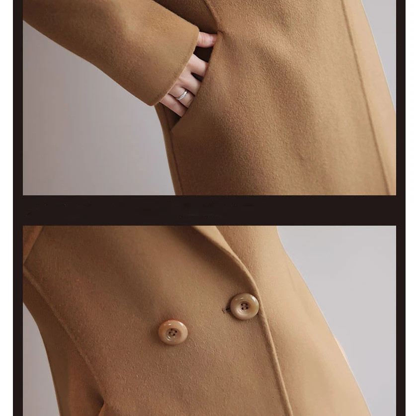 Fashion Faux Wool Blend Coat Korean Womens Woolen Vintage Female Coat Winter Women Ladies Long Outerwear Coats Basic Jackets