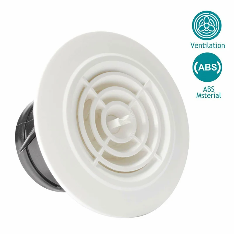 Round Air Vent ABS Louver Grille Cover Adjustable Exhaust Vent for Bathroom Office Ventilation TUE88