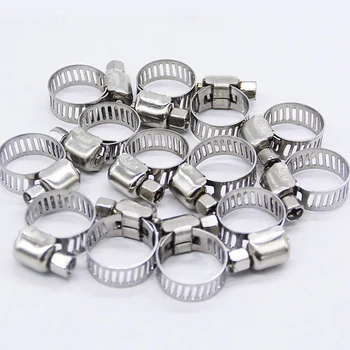 

5pcs 6mm-25mm Stainless Steel Mini Fuel Line Pipe Hose Clamp Clip Optional Size for Air Hose Water Pipe Fuel Hose Silicone
