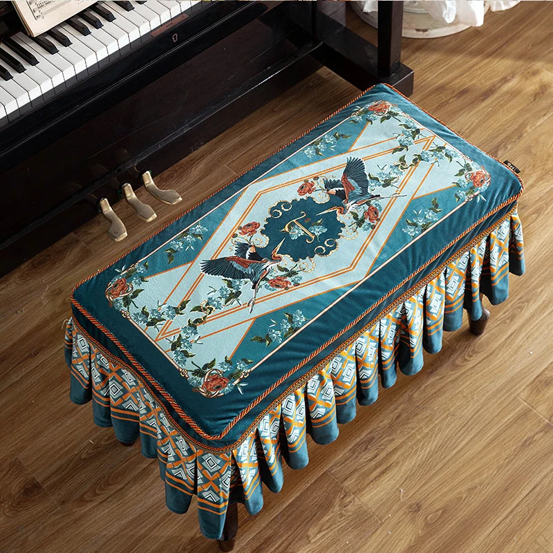 Upright Piano Cover French Romantic Dustproof Full Half Cover Keyboard Case Cloth Piano Bench Exquisite Printed Case