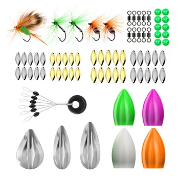 

73 pcs Fly Fishing Set Fishing Beads Lure Jig Hook Swivels Sequins Spinner Baits Tackle With Box