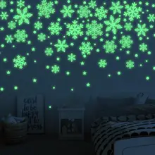 Luminous Snowflake Wall Stickers PVC Glow In The Dark Decal For Kids Baby Rooms Bedroom Christmas Home Decoration