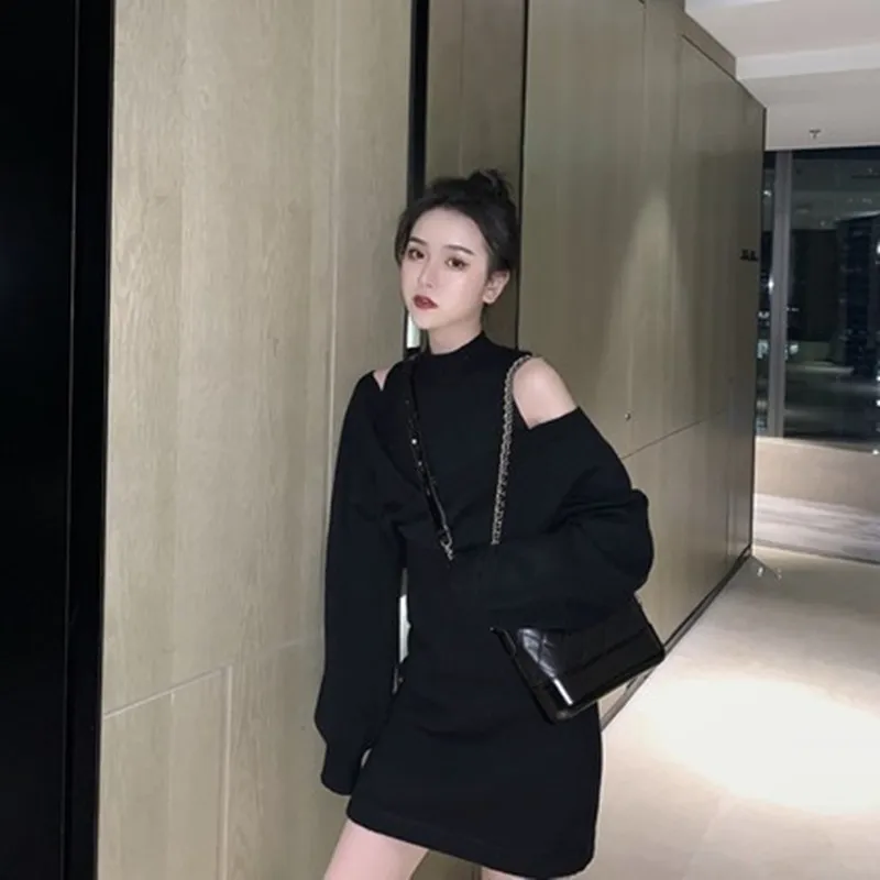 

Superior quality Latest Fashion2019Female Style Autumn Fashion Large V-Collar Knitting Shirt+Slimming Vest Dress Two-Piece Suite