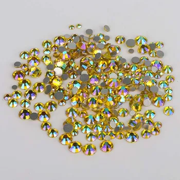 

Mix Size Flatback Rhinestones Shiny Sliver Base Lemon Yellow AB ss3-ss20 For Nail Art Cloth DIY Decoration