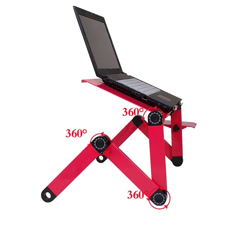 360 градусов Алюминиевый регулируемый по высоте стол для ноутбука+ вентилятор охлаждения+ коврик для Мыши Эргономичный портативный стол для ноутбука