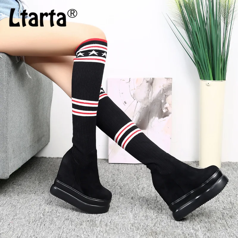 LTARTA/модные короткие сапоги Зимние вязаные шерстяные облегающие Пикантные