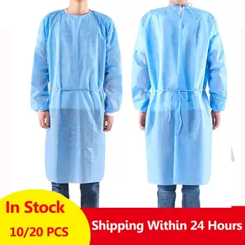

10/20PCS Disposable Isolation Clothes Non-woven Dust-proof Blue Security Protection Suit Surgical Suit Isolation Gown Blouse