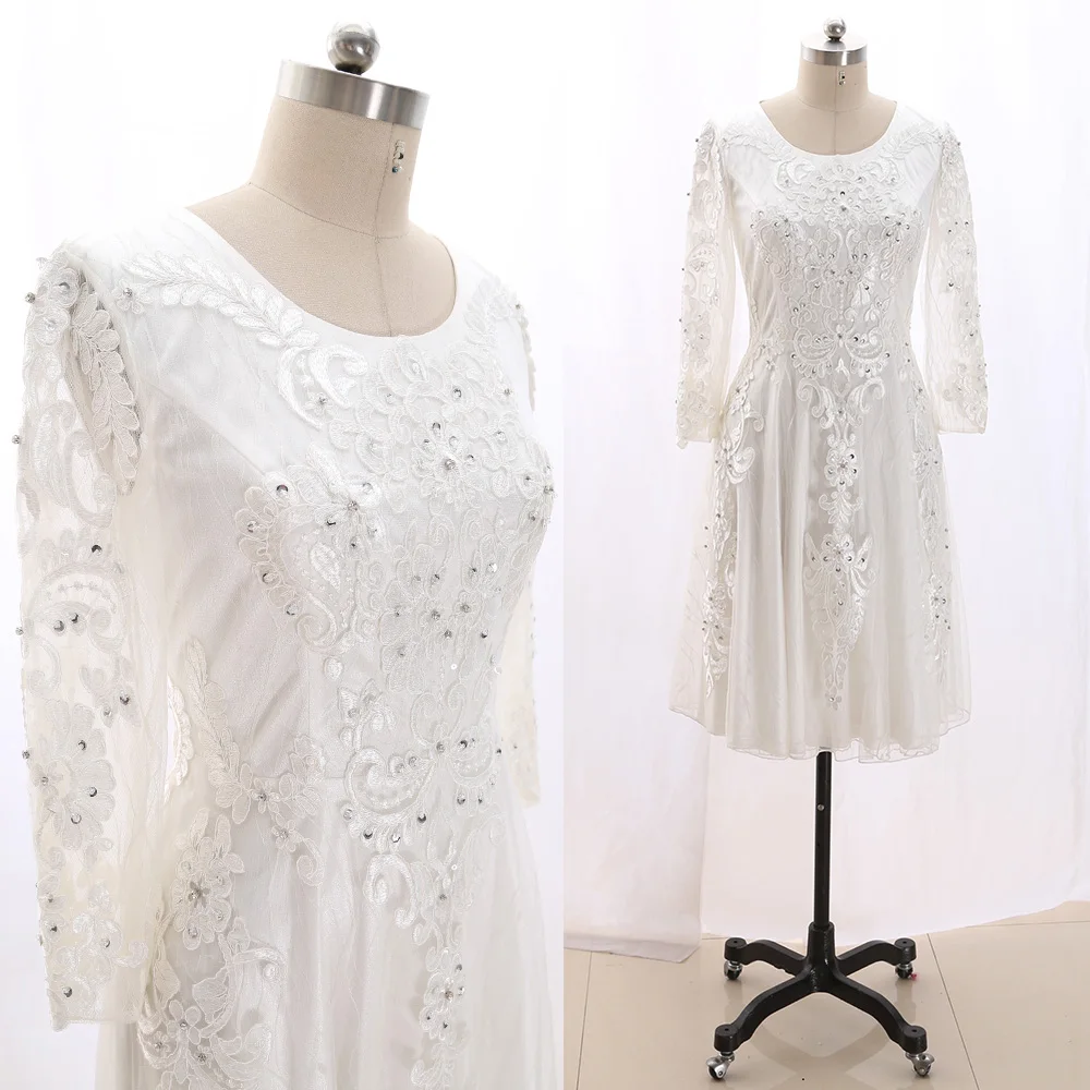 MACloth белое платье трапециевидной формы с круглым вырезом длиной до колена миди