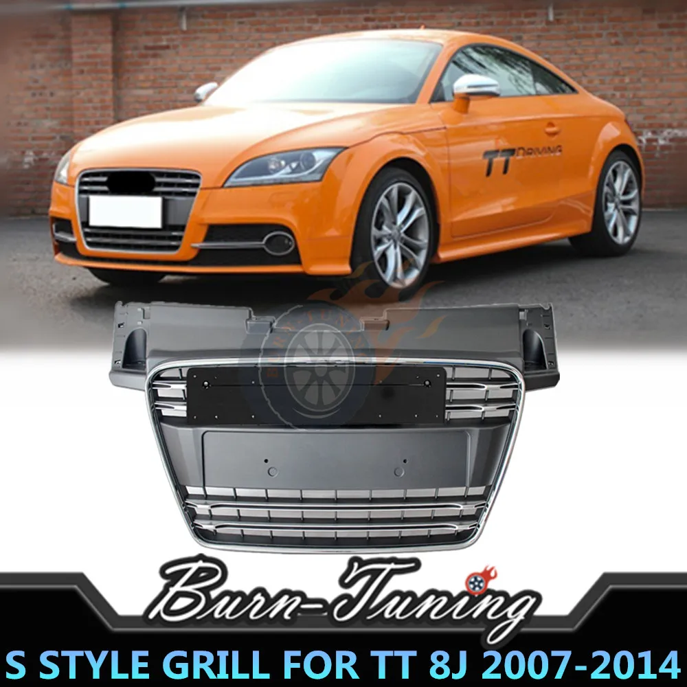 Для TTS style Grill для Audi TT 8J 2007- Upgrade TTS style Grill Шестигранная сетка переднего бампера ABS с держателем Европейской пластины