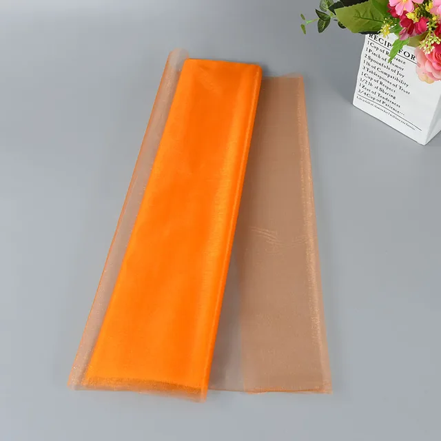 5/10m Wedding Decoration Tulle Roll Crystal Organza Sheer Fabric For Birthday Party Backdrop Wedding Chair Sashes Decor Yarn Orange