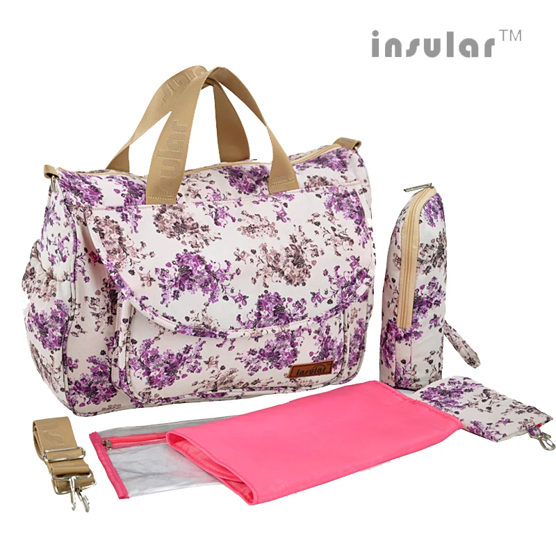 

High Quality Multifunctional Diaper Bags Maternity Mummy Nappy Bags Flower Style Mom Handbag Baby Stroller Bag 45