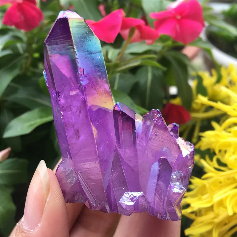 1pcs Natural crystal quartz Rare beautiful flame aura quartz crystal cluster Ore Mineral Healing Specimens Random delivery