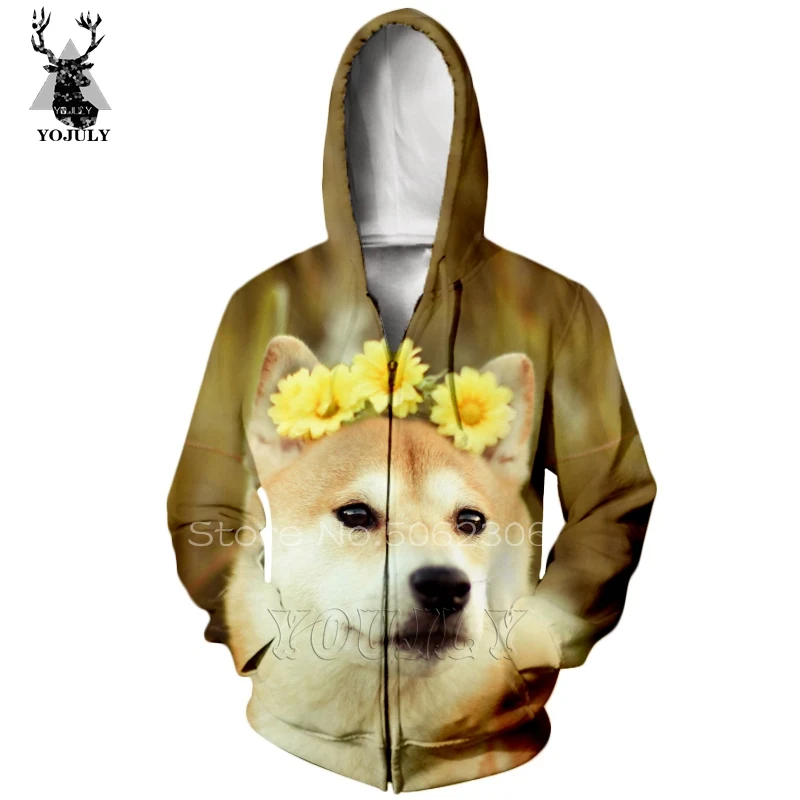 Толстовки с 3d принтом животных Doge Kabosu, модные белые мужские толстовки Харадзюку на молнии, хип-хоп Уличная одежда с круглым вырезом, топы L18 - Цвет: 9