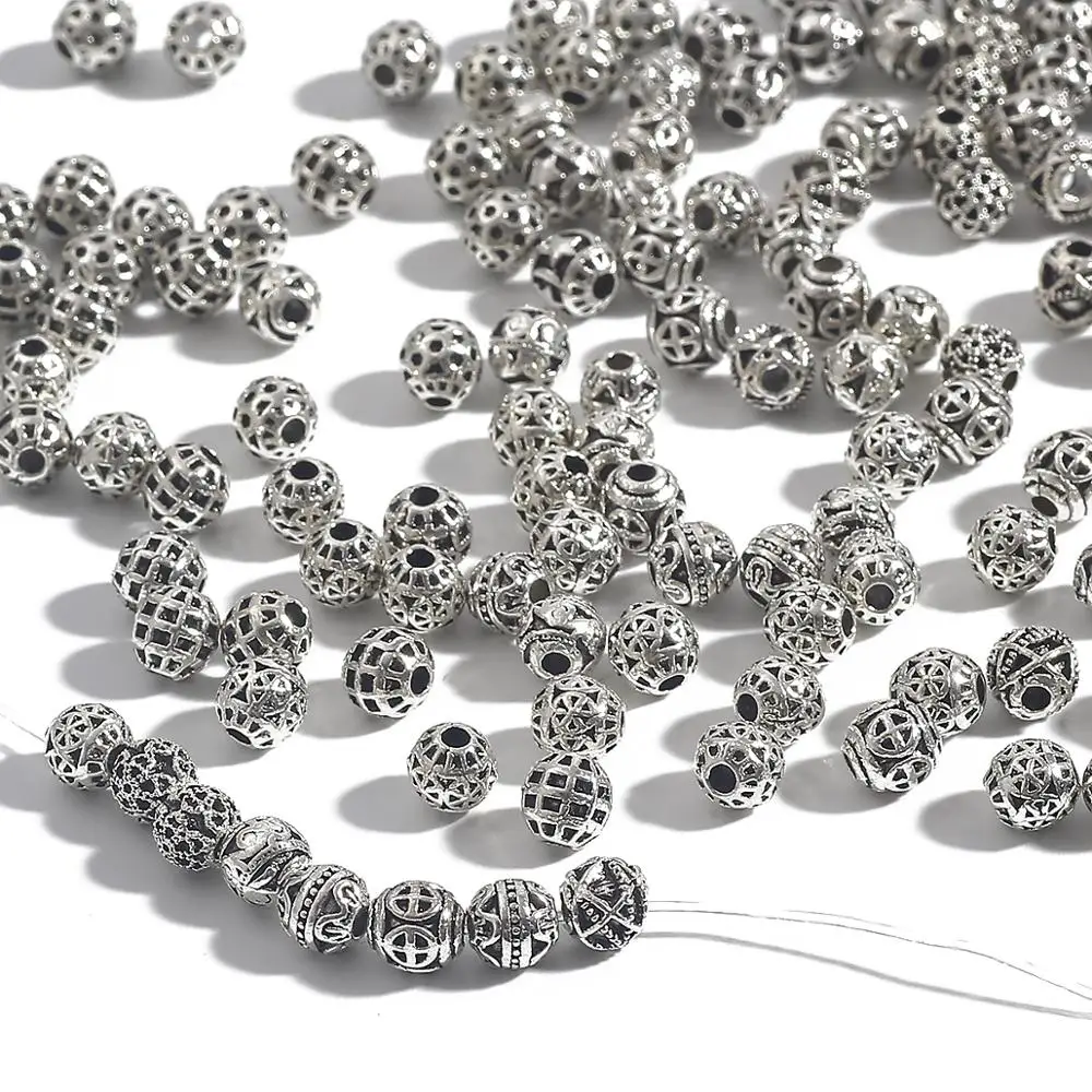 20pcs 6mm Tibetan Silver Plated Metal Spacer Beads for Jewelry Making