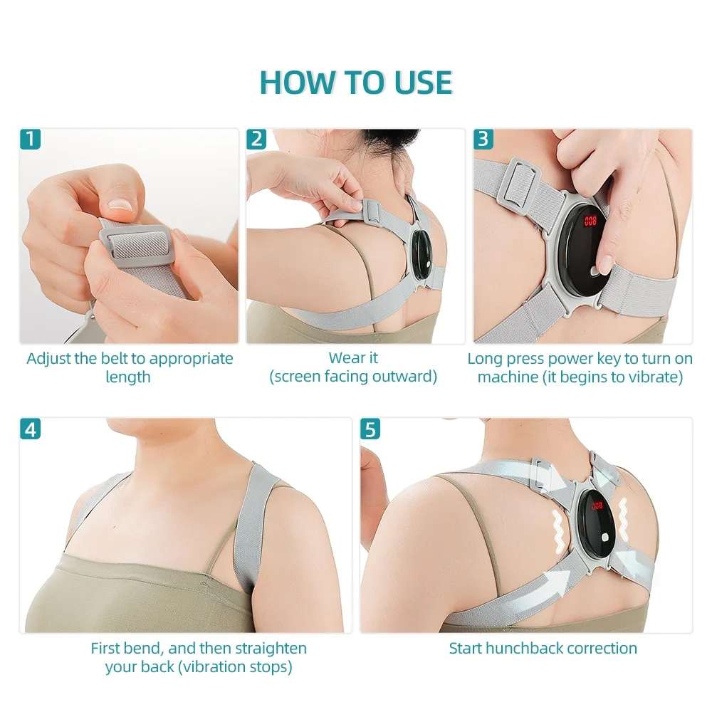 Vibration Reminder Back Orthosis Adjustable Posture Corrector Smart Hunchback Corrector Back Spine Support Upper Correction Belt