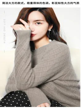 

Cashmere sweater ladies sweater round neck loose bottoming shirt wild autumn and winter thickening sets of short sweater sweater