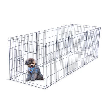 

Newly 24\" high flat top wire fence pet folding fence game area 8 pieces with open door black (PTMP-02-24)