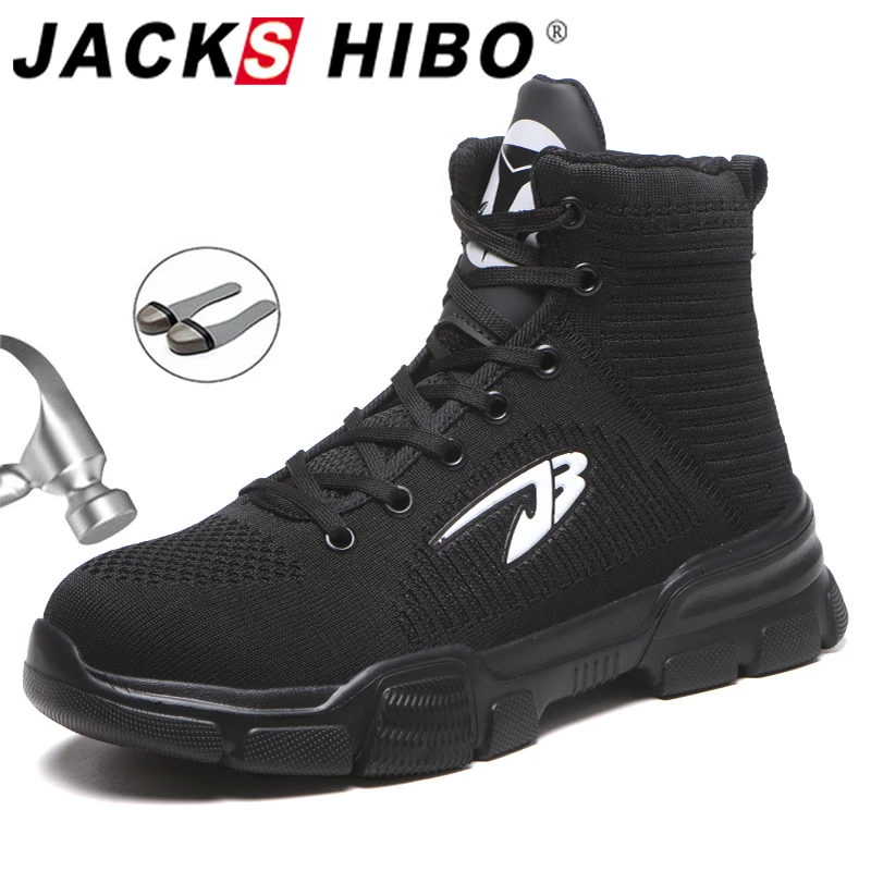 Cena JACKSHIBO cały sezon mężczyźni bezpieczne buty robocze buty Anti smashing stalowa nasadka na palec buty niezniszczalne buty robocze Pluse rozmiar 48