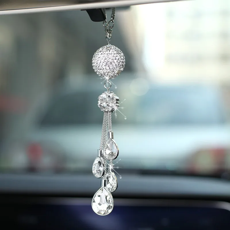 

New Arrival Crystal Car Pendant Cross-border Diamond-studded Car Interior Supplies Creative Car Rearview Mirror Crystal Ball Pen