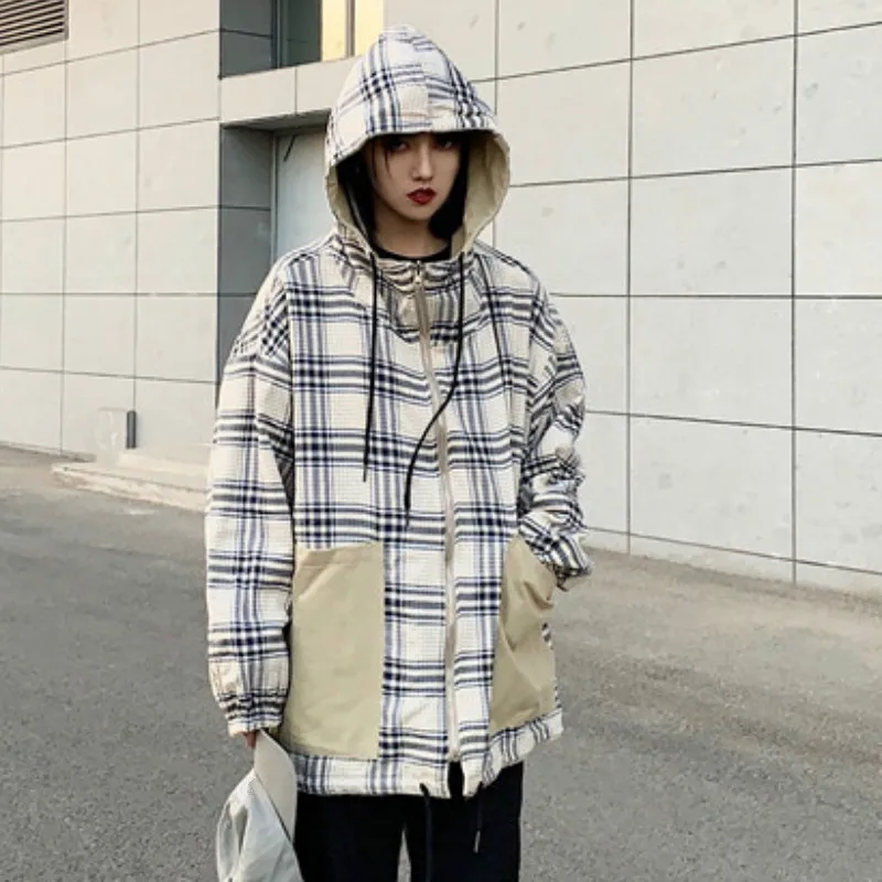 Neploe корейский с круглым вырезом и капюшоном свободный Chaqueta Mujer винтажный Harajuku стиль Лоскутная куртка Женская Осень Зима дамское пальто 46316