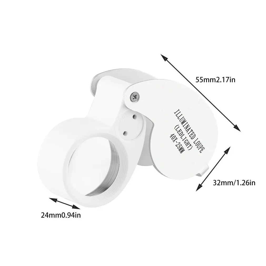 Мини 40x25 мм Ювелирные изделия нефритовая Лупа с подсветкой Лупа Портативный складной светодиодный увеличительное стекло подарок проверка наличные штампы монеты